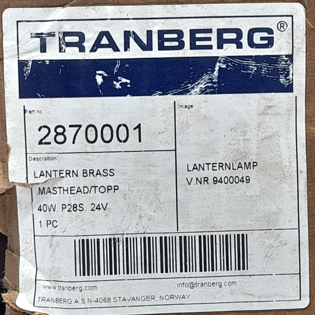 Tranberg 2870001 Lantern Brass Masthead/Topp 40W P28S 24V