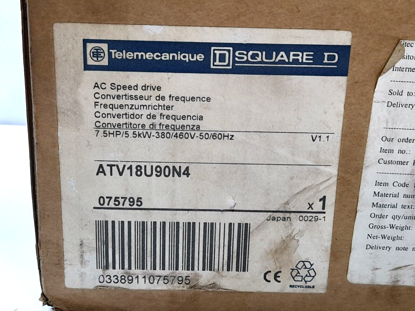 Telemecanique Square D ATV18U90N4 AC Speed Drive Frequency Converter