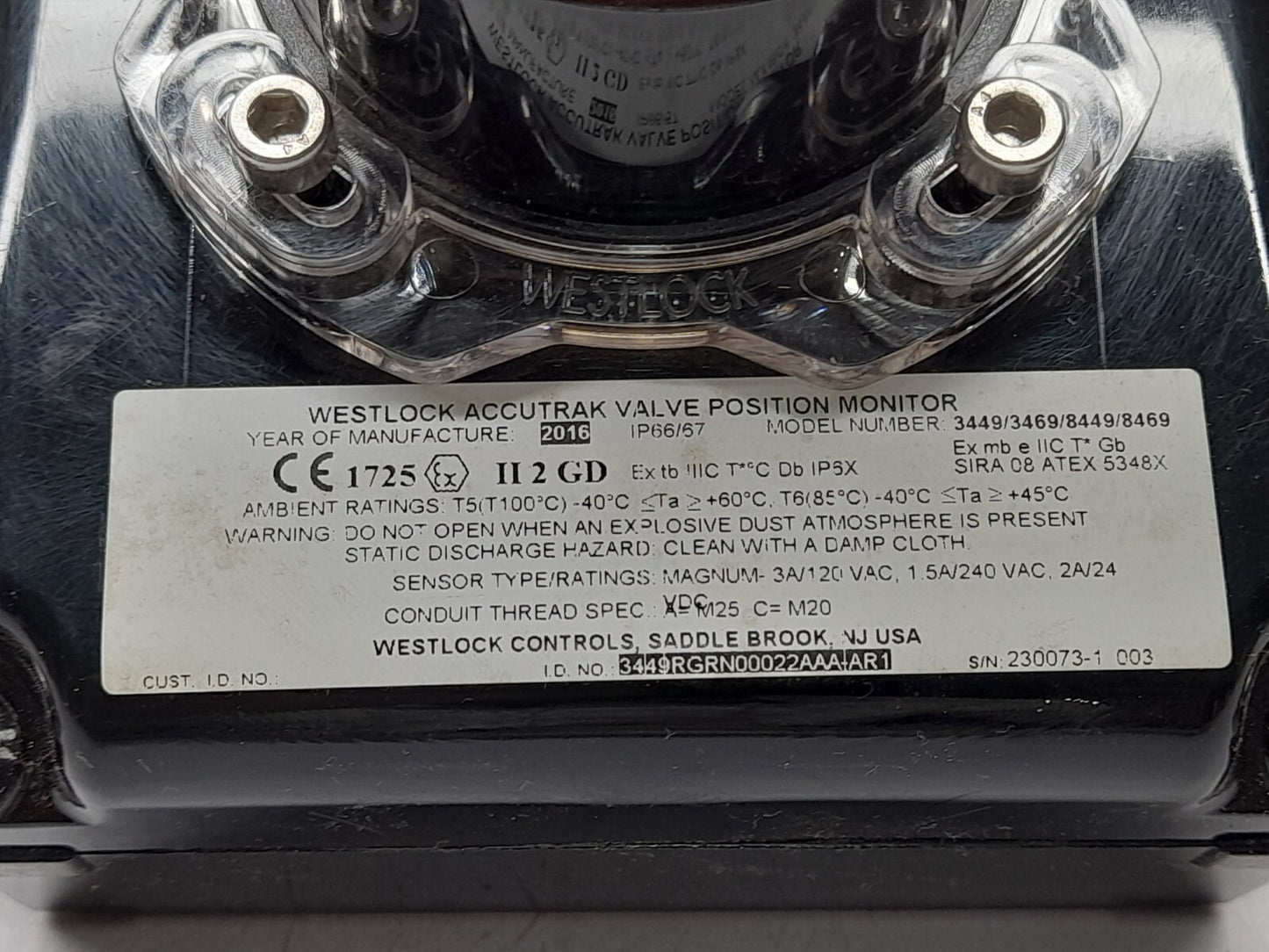 Westlock 3449RGRN00022AAA-AR1 Accutrak Valve Position Monitor