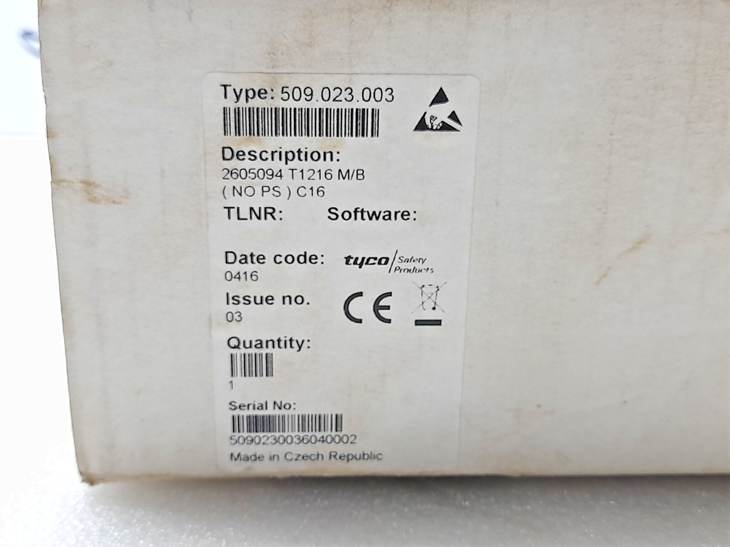 Tyco C1627/2605094 T1216 M/B C16 Fire Panel PCB Type: 509.023.003