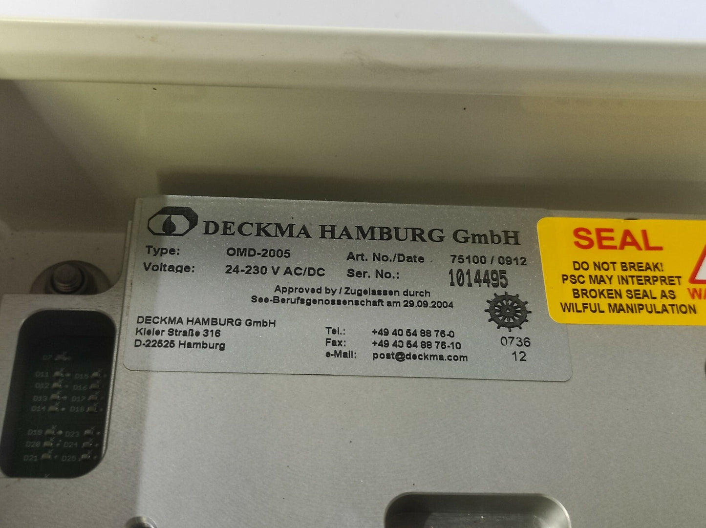 Deckma OMD-2005 Bilge Alarm Analyzer Oily Water 15PPM Recondition