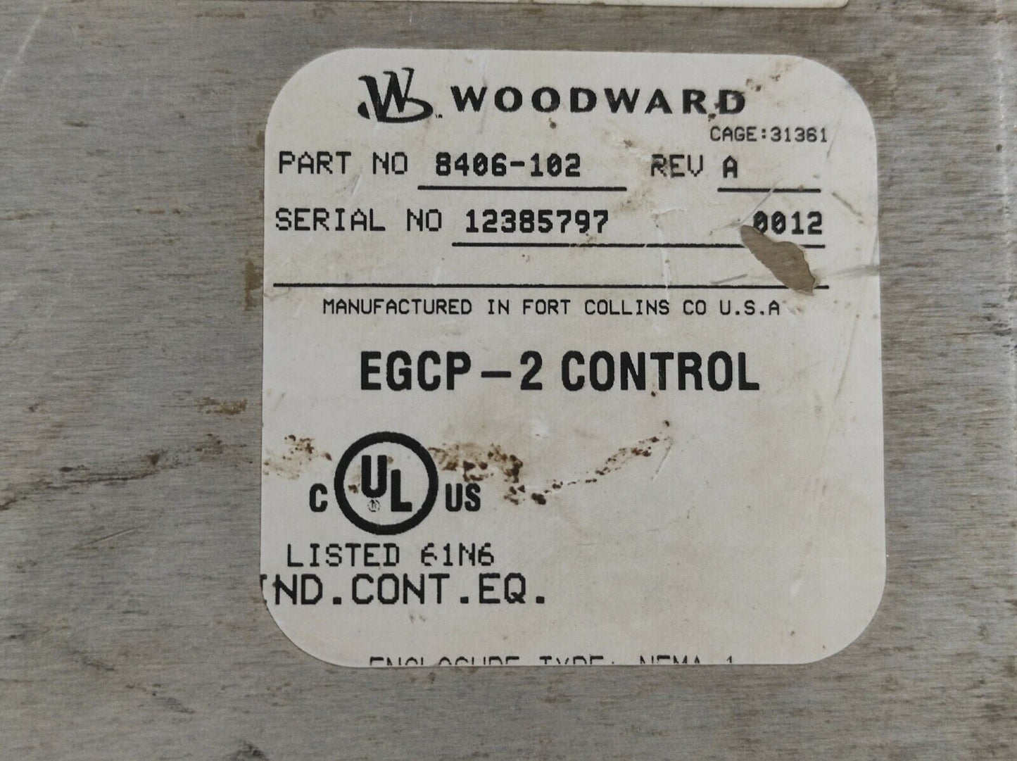 Woodward 8406-102 Rev A EGCP-2 Digital Control Engine Generator 8406102