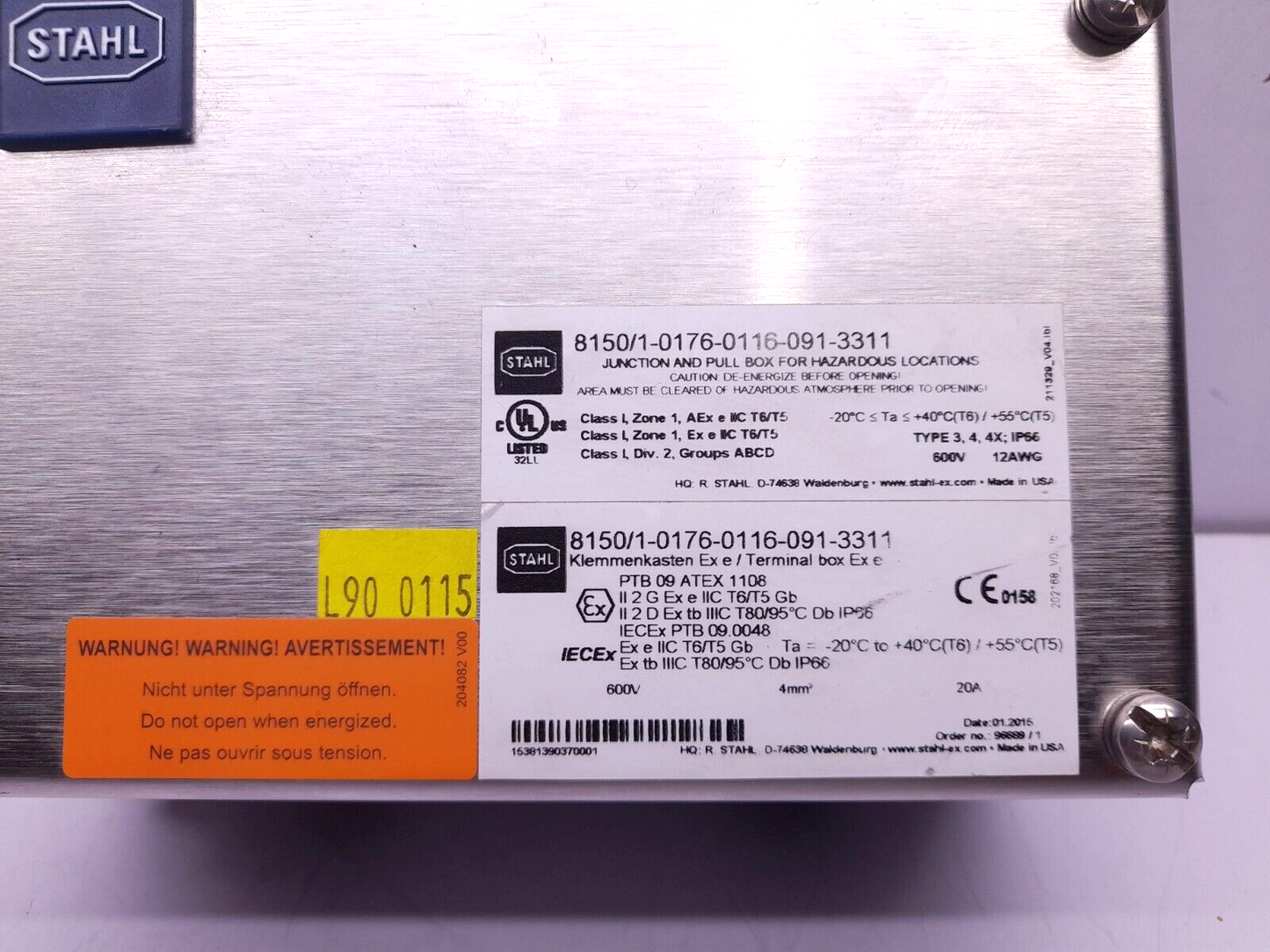 Stahl 8150/1-0176-0116-091-3311 Junction And Pull Box For Hazardous Locations