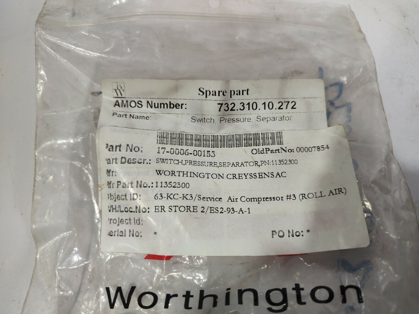 Worthington Creyssensac 11352300 Pressure Separator Switch