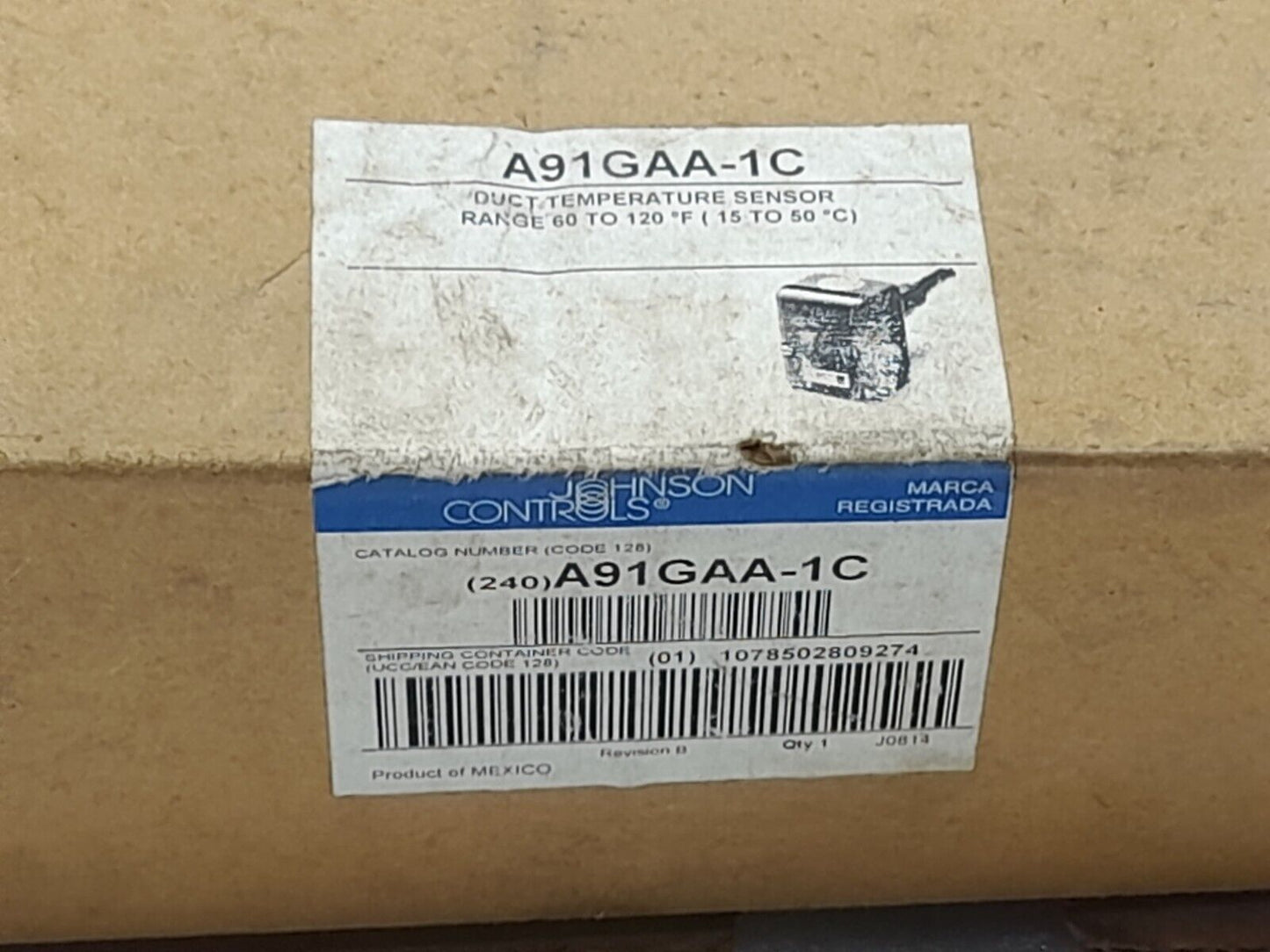 Johnson Controls A91GAA-1C Duct Temperature Sensor Range 60 To 120◦F(15 To 50◦C)