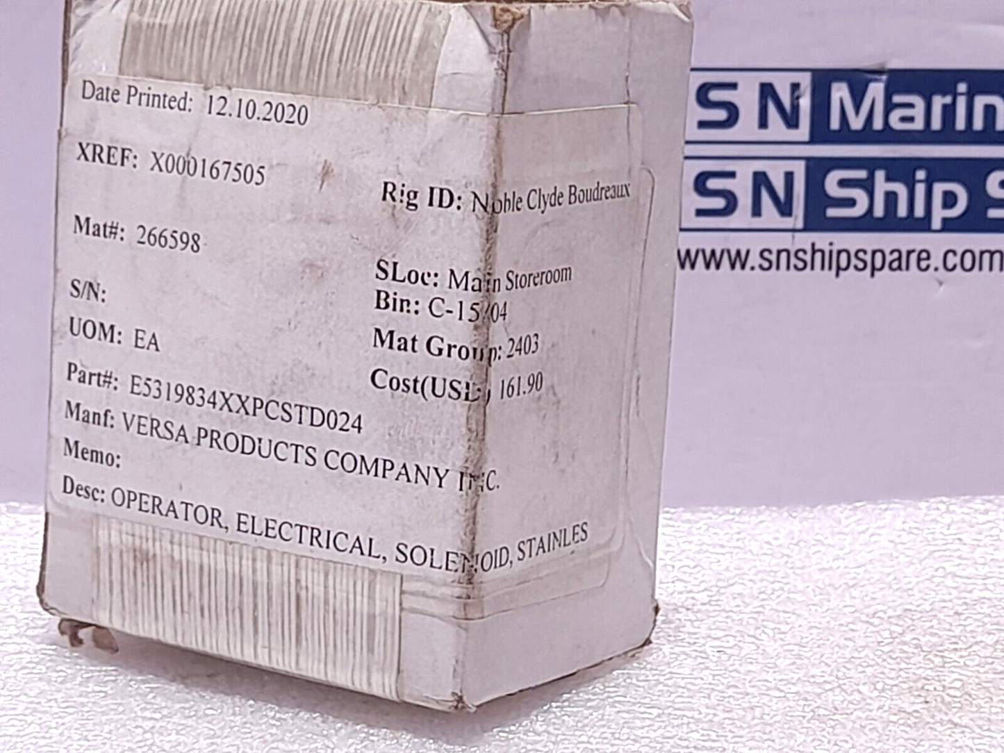 Versa E5-3198-34XX-PC-ST-D024 Electrical Solenoid Operator Coil 24VDC 7.2W E5319