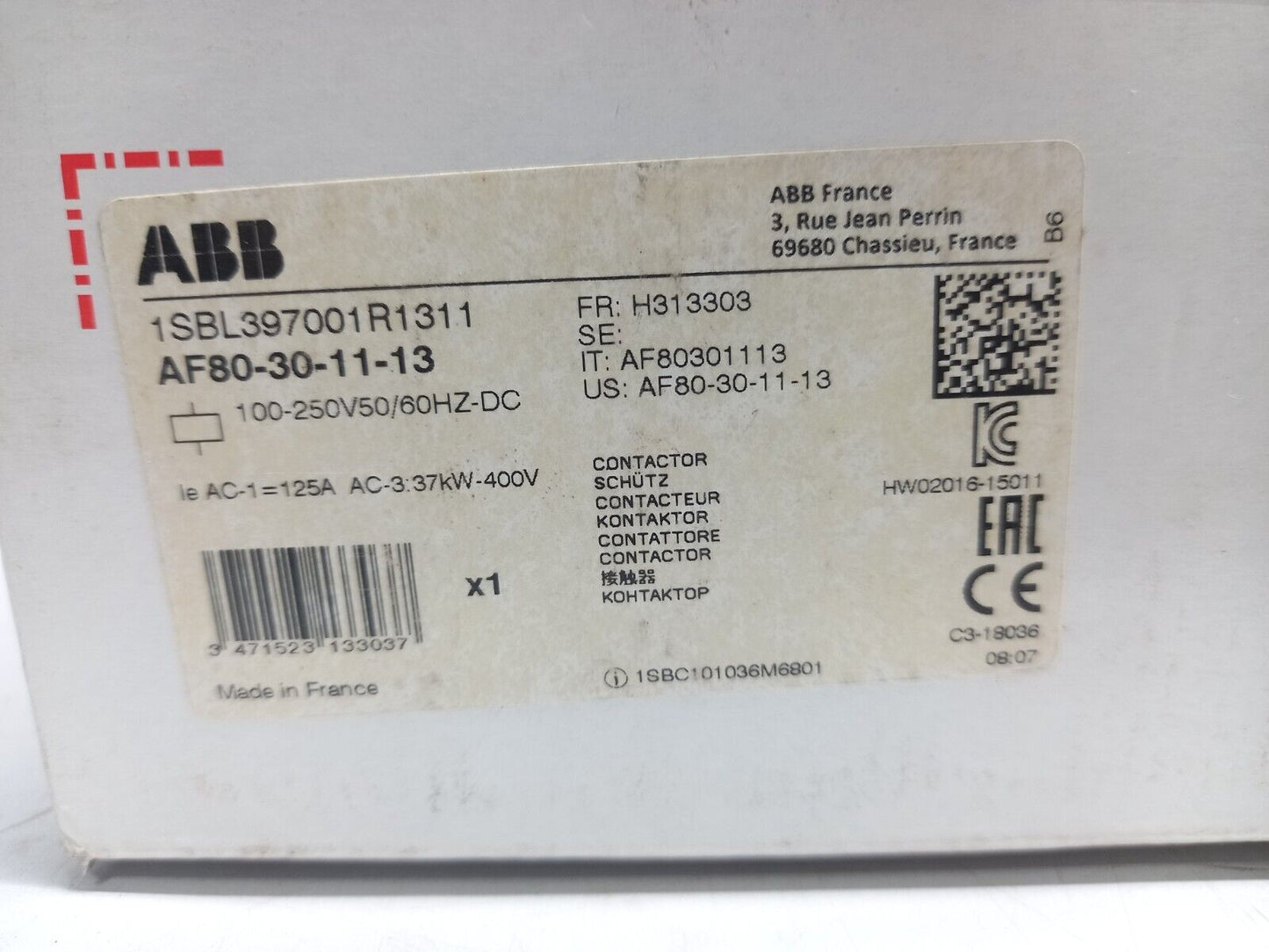 ABB 1SBL397001R1311 AF80-30-11-13 Contactor 100-250V 50Hz_60Hz-DC