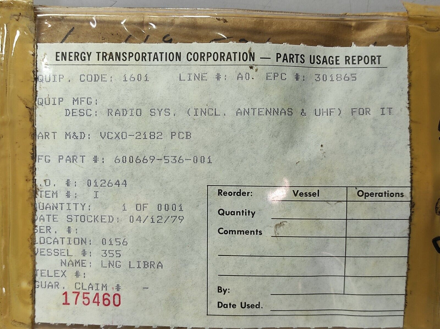 VCXO-2182 PCB 669-536 Rev 1 Radio Sys. ITT 600669-536-001
