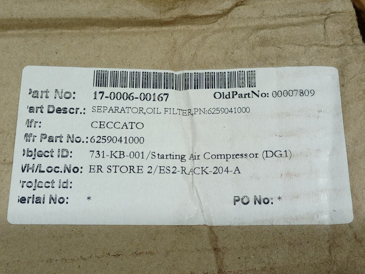 Worthington Creyssensac 62 11367900 Oil Filter Separator 6211367900