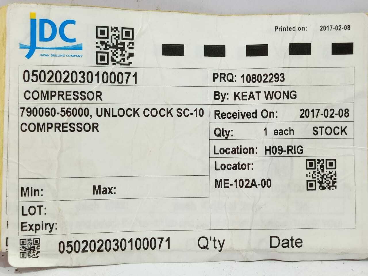 790060-56000 Unlock Cock Valve SC-10 Compressor 190060-73453 Yanmar Comp SC-10N
