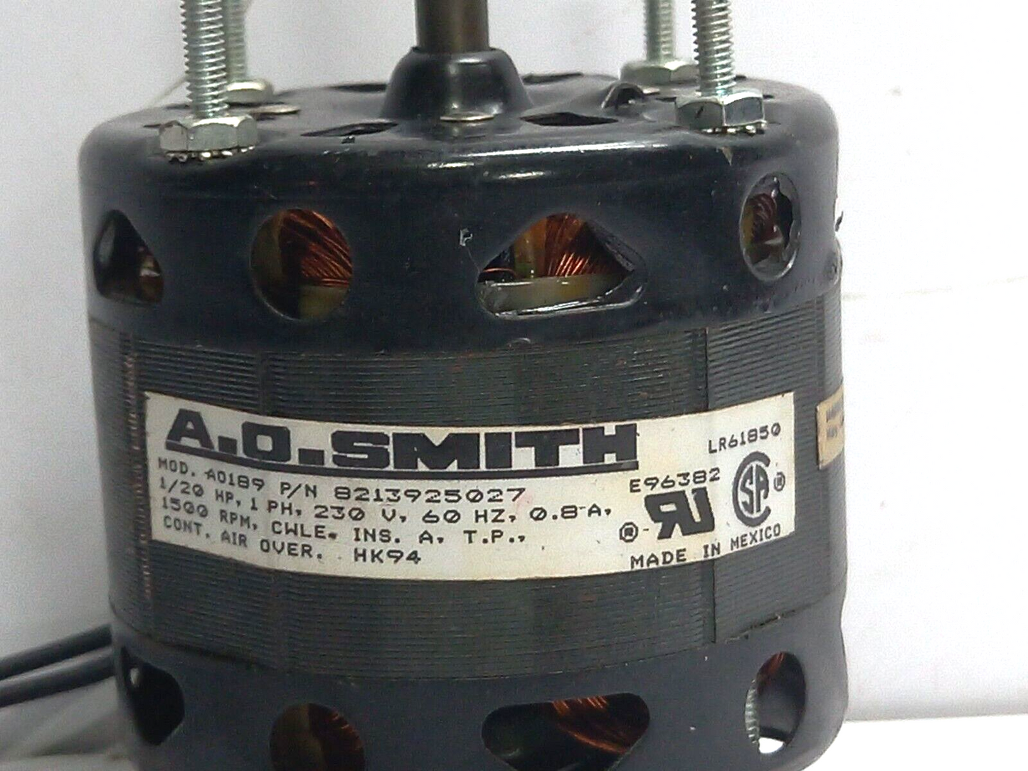 A.O. Smith 40189 Electric Motor 8213925027 1/20 HP 1PH 230V 60Hz 0.8A 1500 RPM