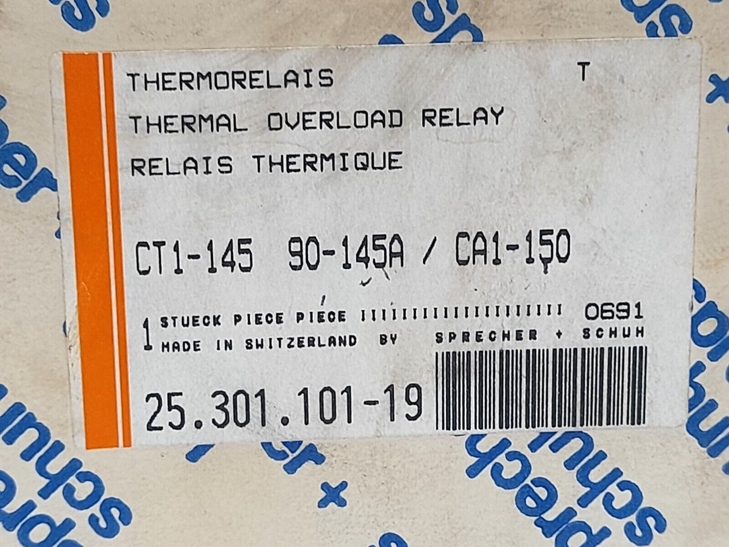 Sprecher Schuh CT 1-145 Thermal Overload Relay 90-145A