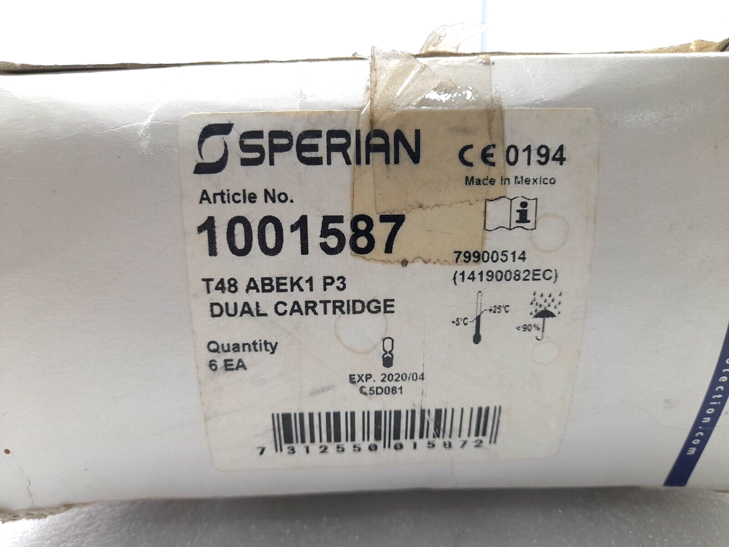 Sperian 1001587 T48 ABEK1 P3 Dual Cartridge 748-6000 Dual ABEK1P3 R D - 6PCs/Lot