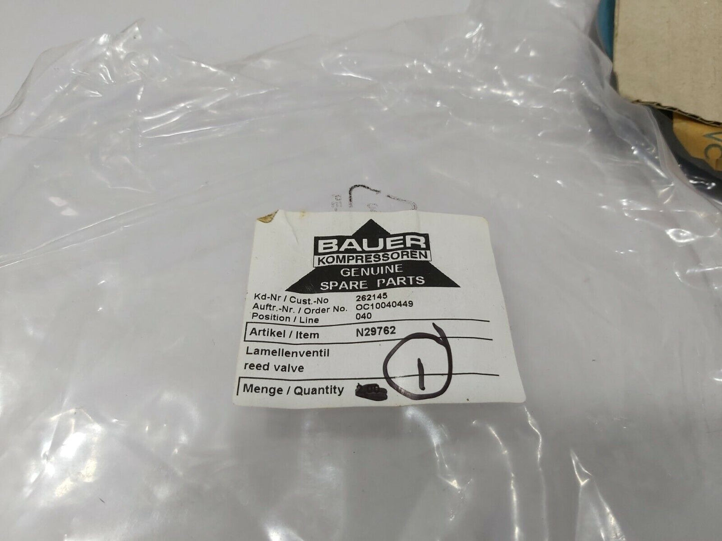 Bauer N29762 Reed Valve Compressor 1230V-E3