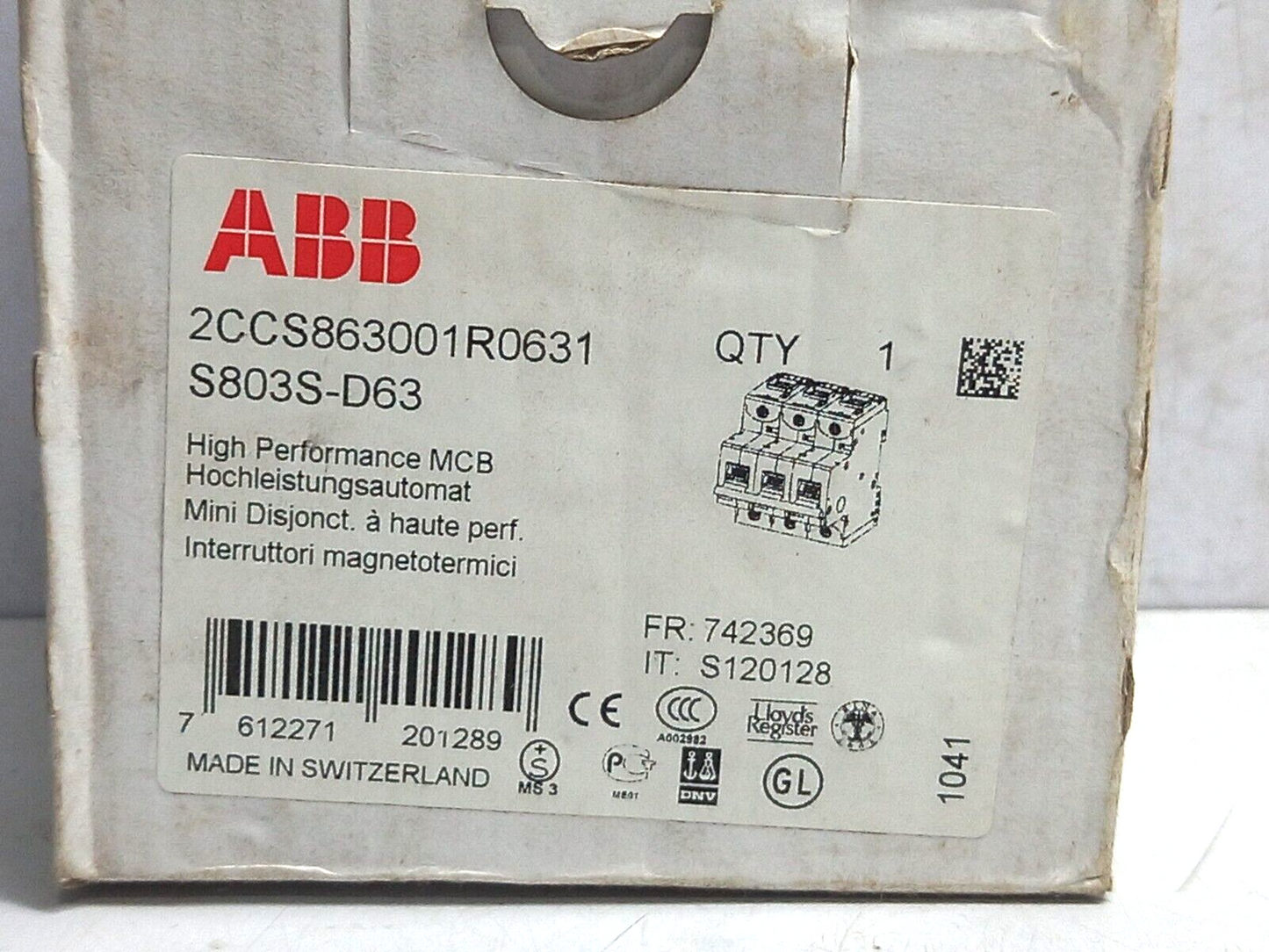 ABB S803S-D63 High Performance MCB 2CCS863001R0631