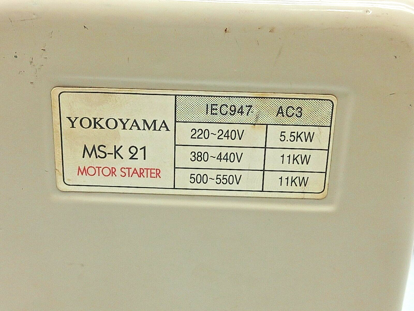 Yokoyama MS-K 21 Motor Starter IEC947 AC3