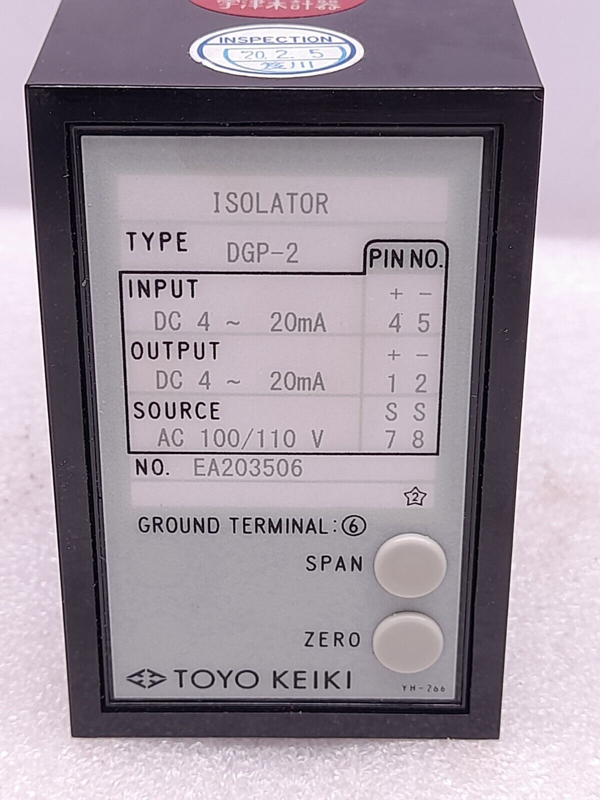 Toyo Keiki DGP-2 Isolator EA203506 In DC 4~20mA Out DC 4~20mA Source AC 100/110V