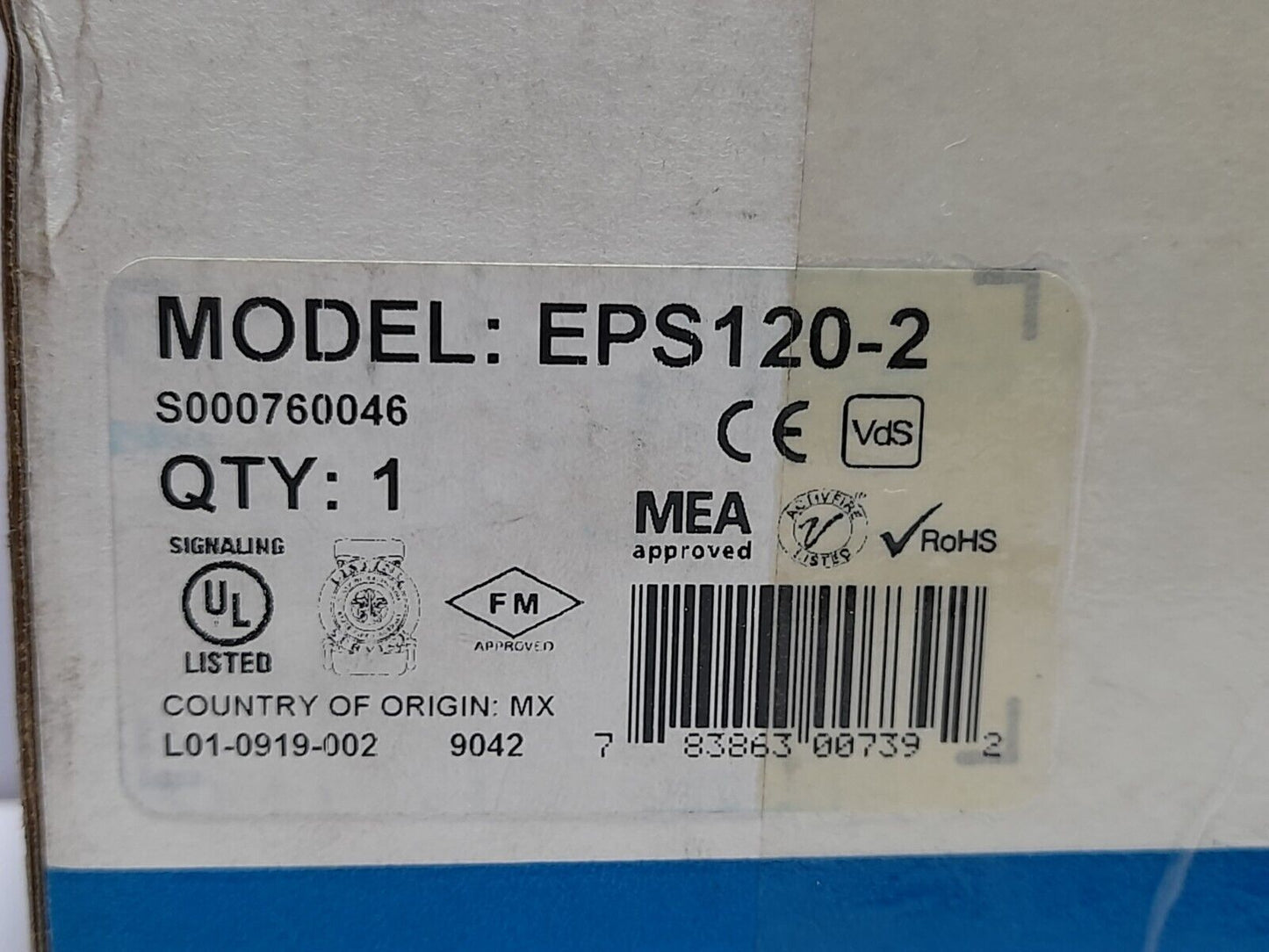 System Sensor EPS120-02 EPS Pressure Switch 125/250VAC 10A ½ HP 24VDC 2.5A L00-2