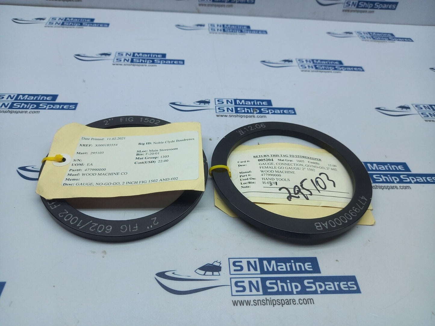 Wood Machine 477990000 2Inch 1502 And 602 Female Gauge NO-GO GO 2PCs In Lot