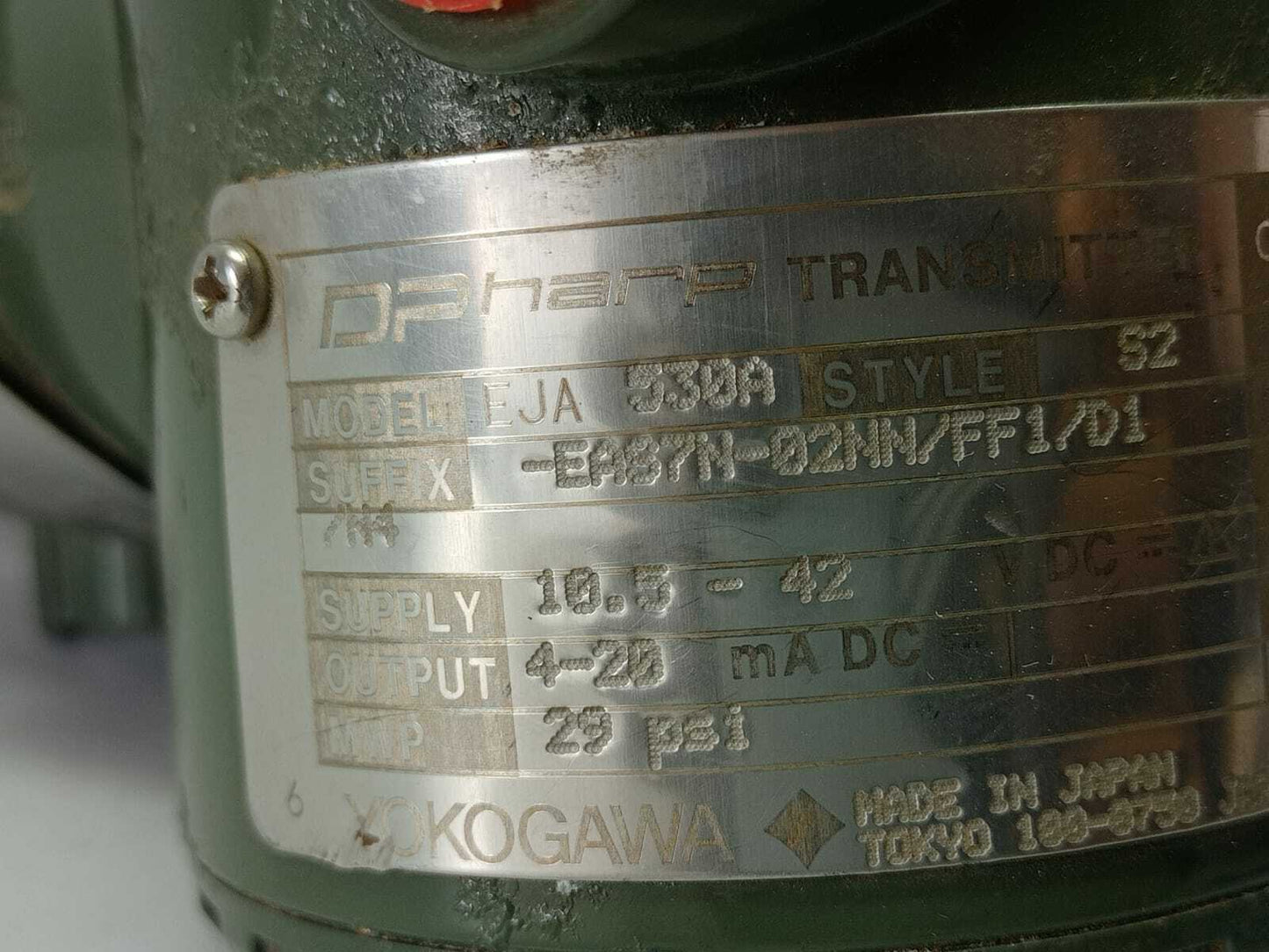 Yokogawa EJA 530A Pressure Transmitter DPharp Transmitter Style S2