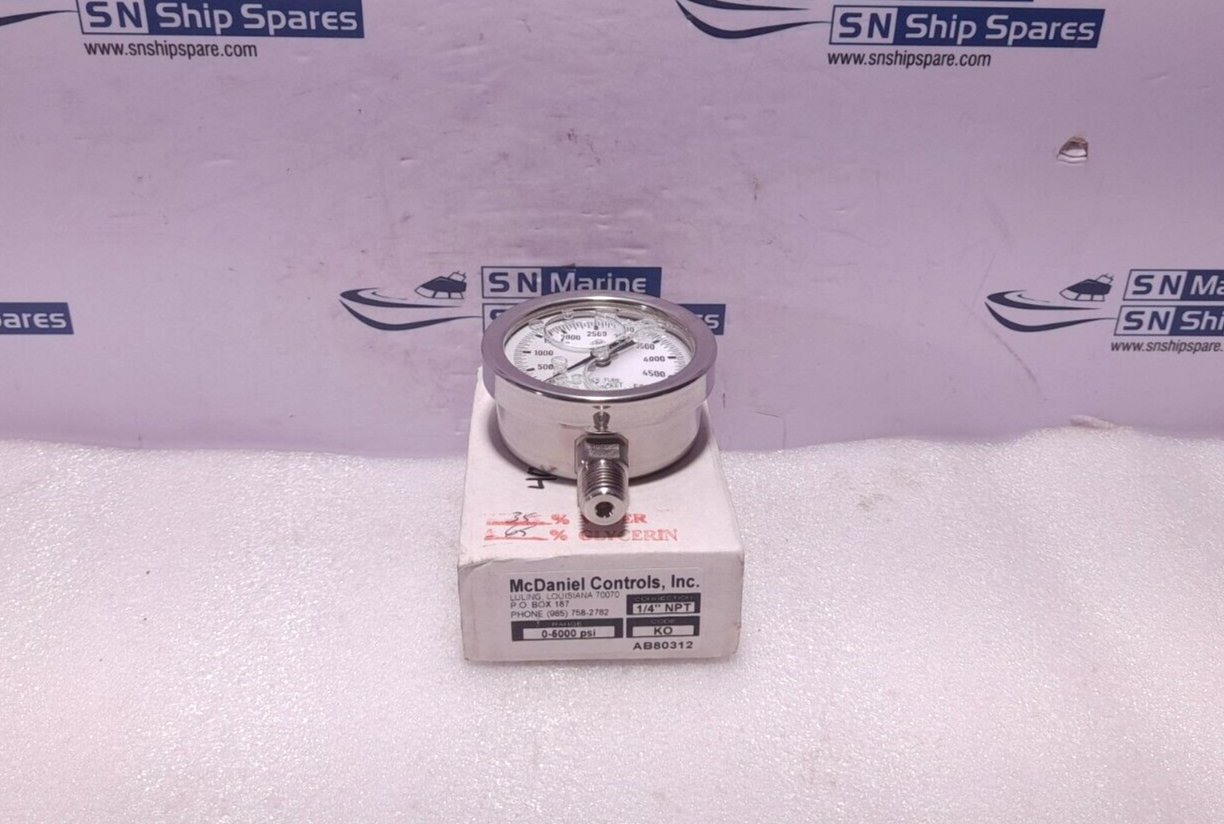 McDaniel Controls AB80312 Pressure Gauge 05000 PSI 21/2 IN 1/4 S N