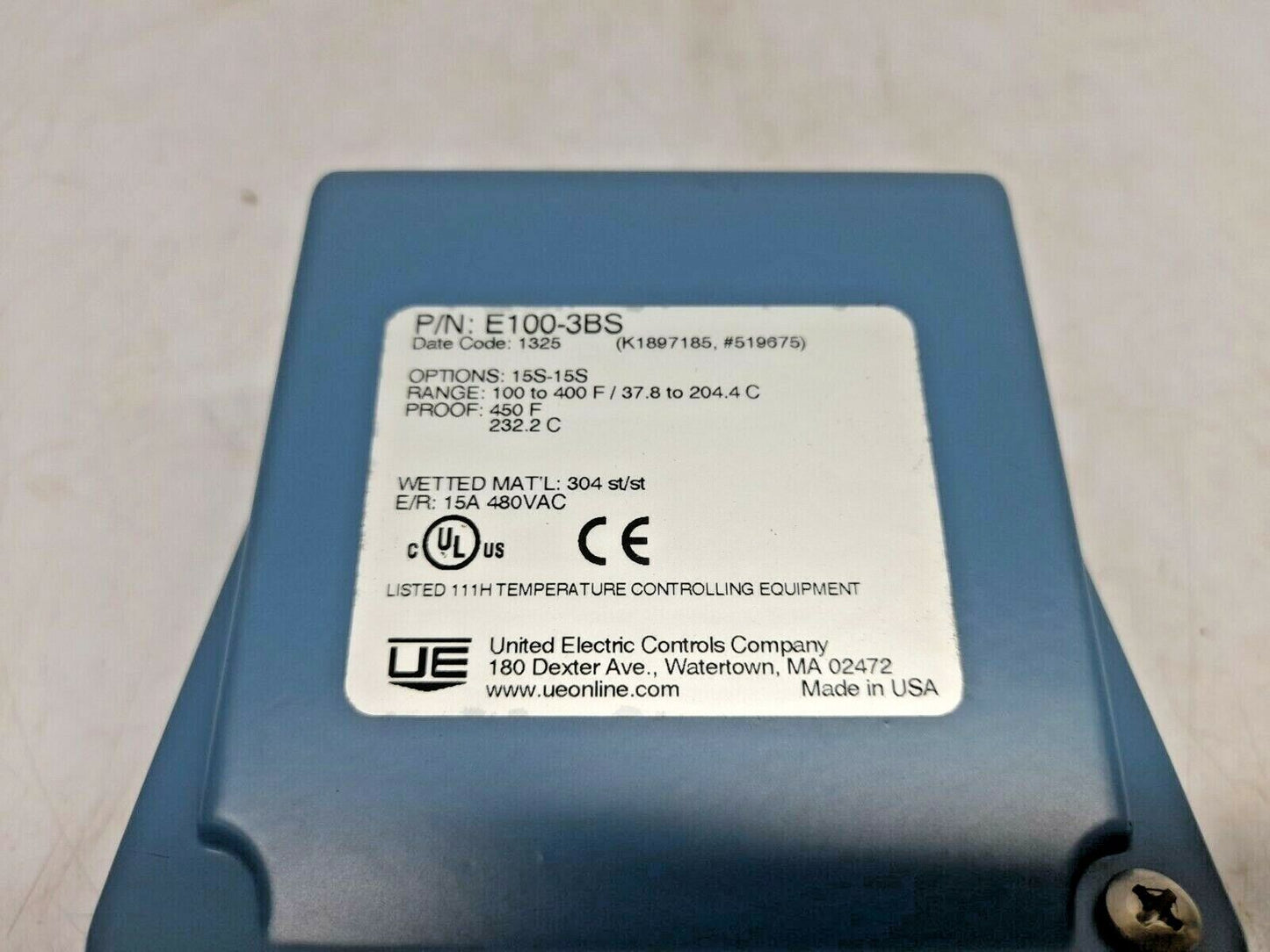 United Electric E100-3BS Temperature Switch E1003BS