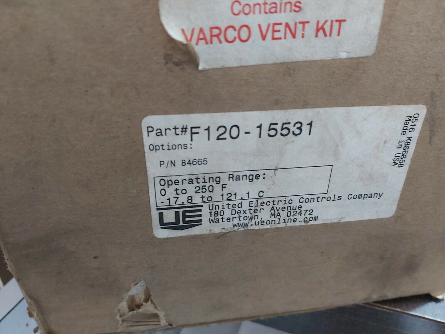 UNITED ELECTRIC F120-15531 P/N-84665 TEMPERATURE SWITCH 0-250 F