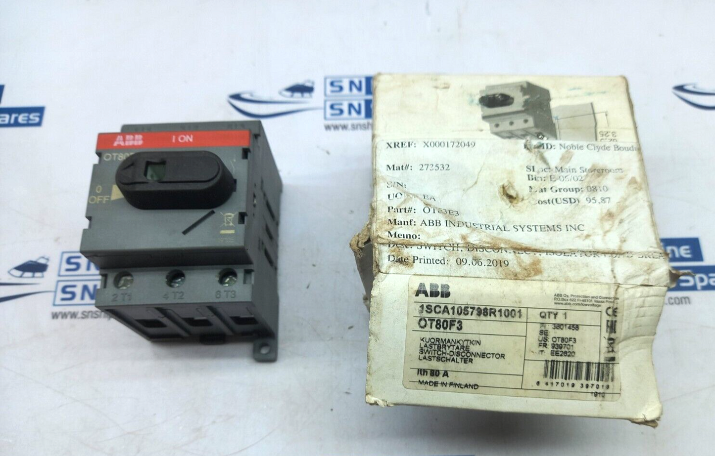ABB OT80F3 Switch Disconnector 1SCA105798R1001 3PH Ith: 80
