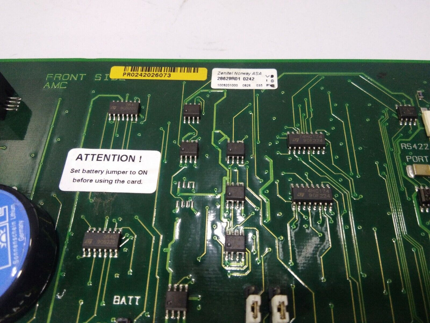 ZENITEL AMC 1009201000 PCB VERSION 0826 ACM PROCESSSORCARD STENTO ASA AMC-9201