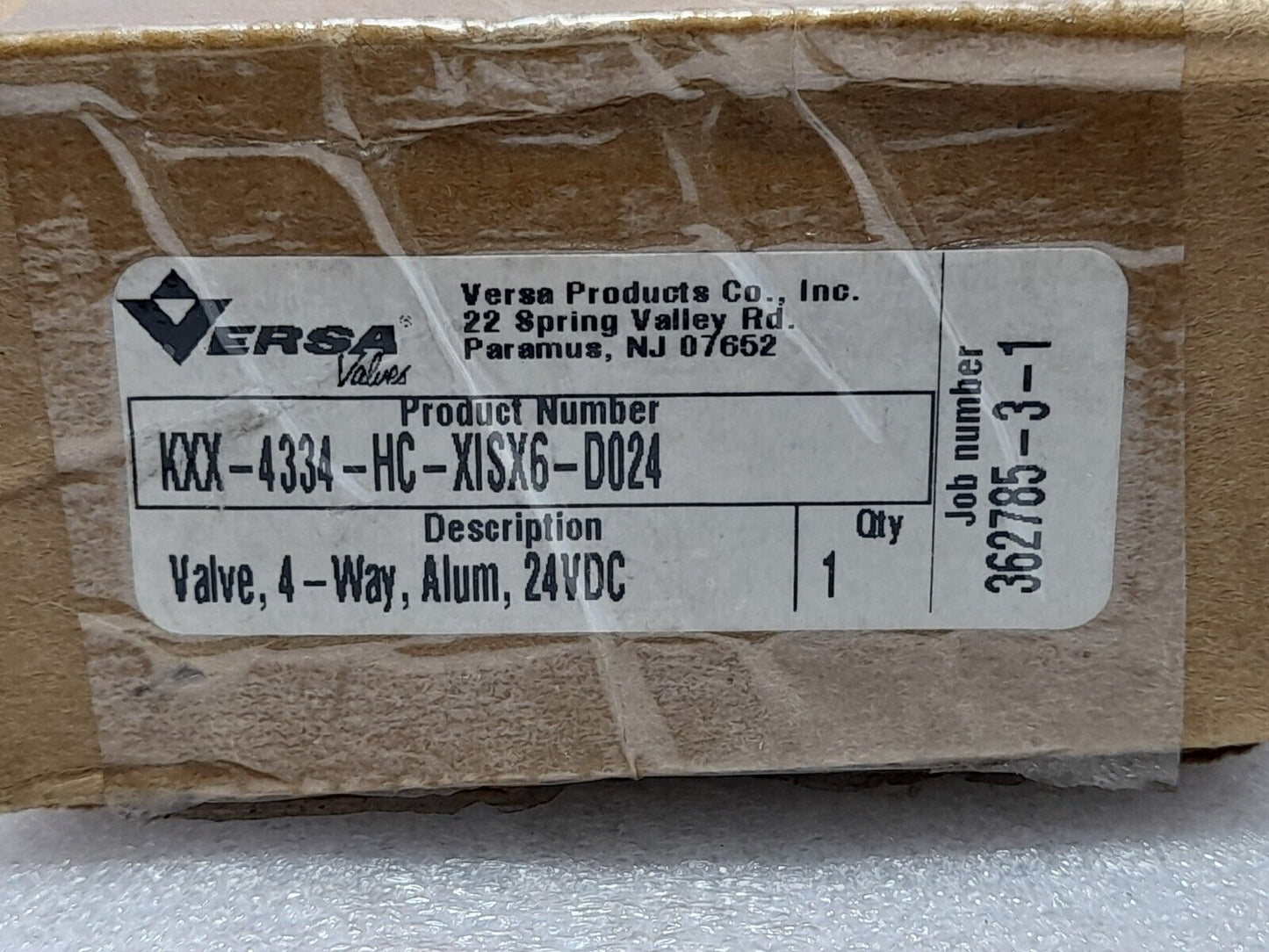 Versa KXX-4334-HC-XISX6-D024 4-Way Valve Alum 24VDC 1.6W PSIG 25-115 Min-Max