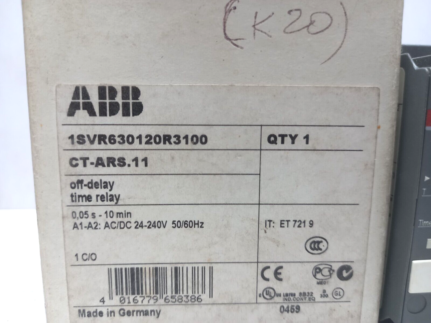 ABB CT-ARS.11 Off Delay Time Relay 1SVR630120R3100 CT-ARS