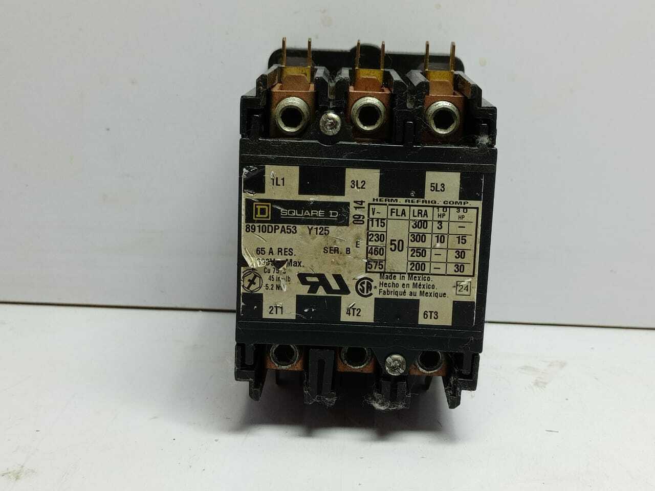 Square D 8910DPA53 Contactor Y125 65A Res Ser B