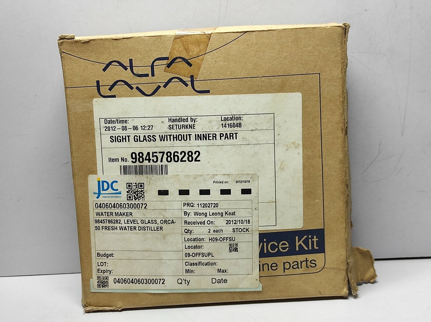 Alfa Laval 9845786282 Sight Glass Without Inner Part