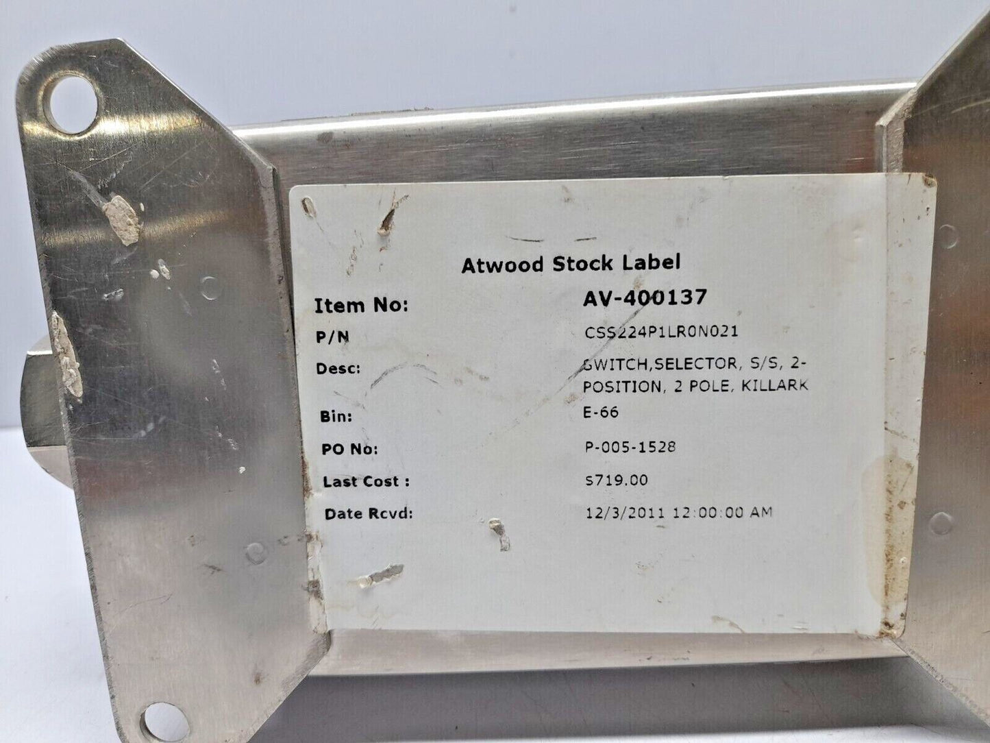 Killark Stahl 8040 8040/12 Control Device On Off Selector Switch Box With Pilot