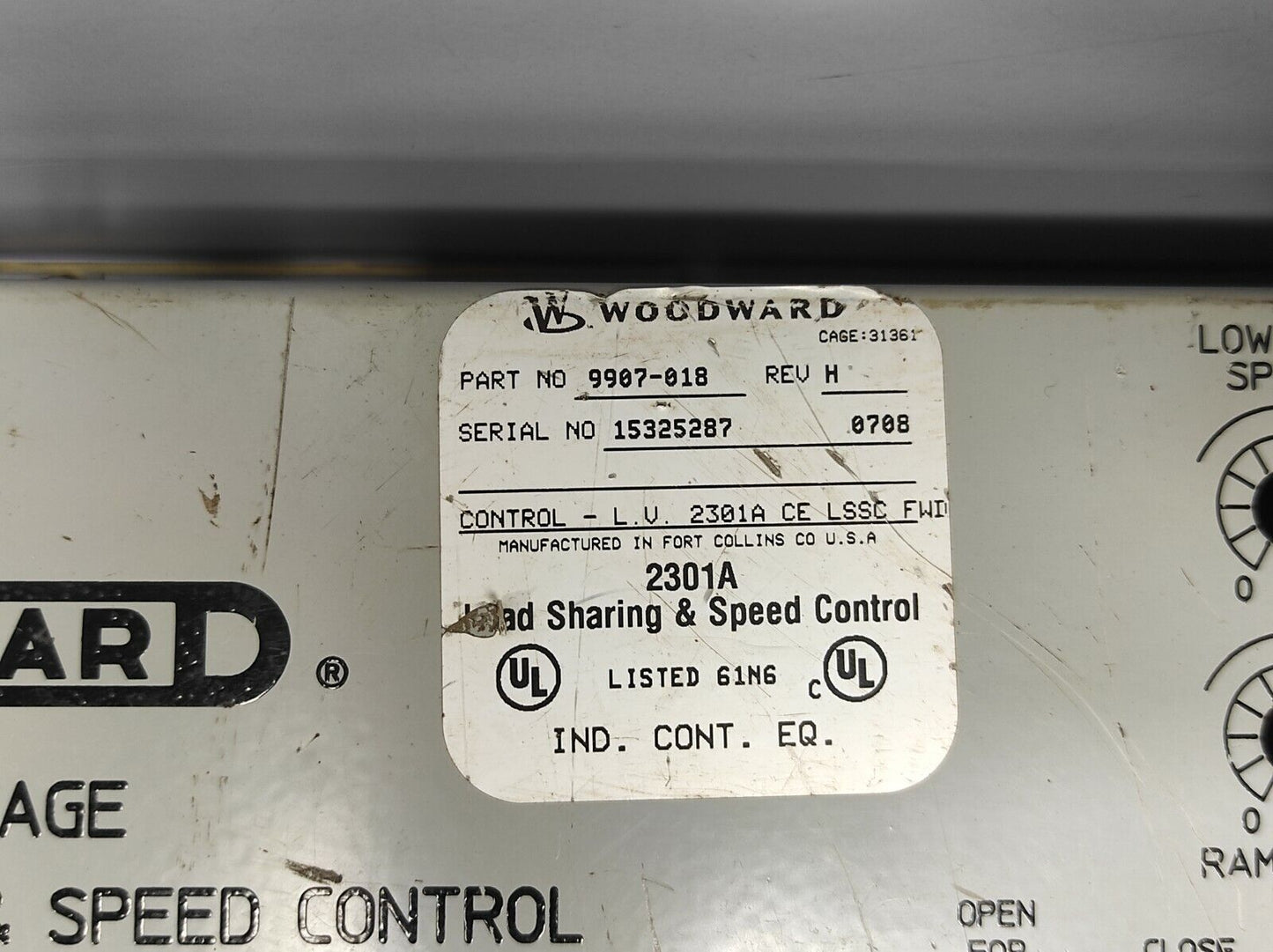 Woodward 9907-018 Rev H 2301A Load Sharing & Speed Control