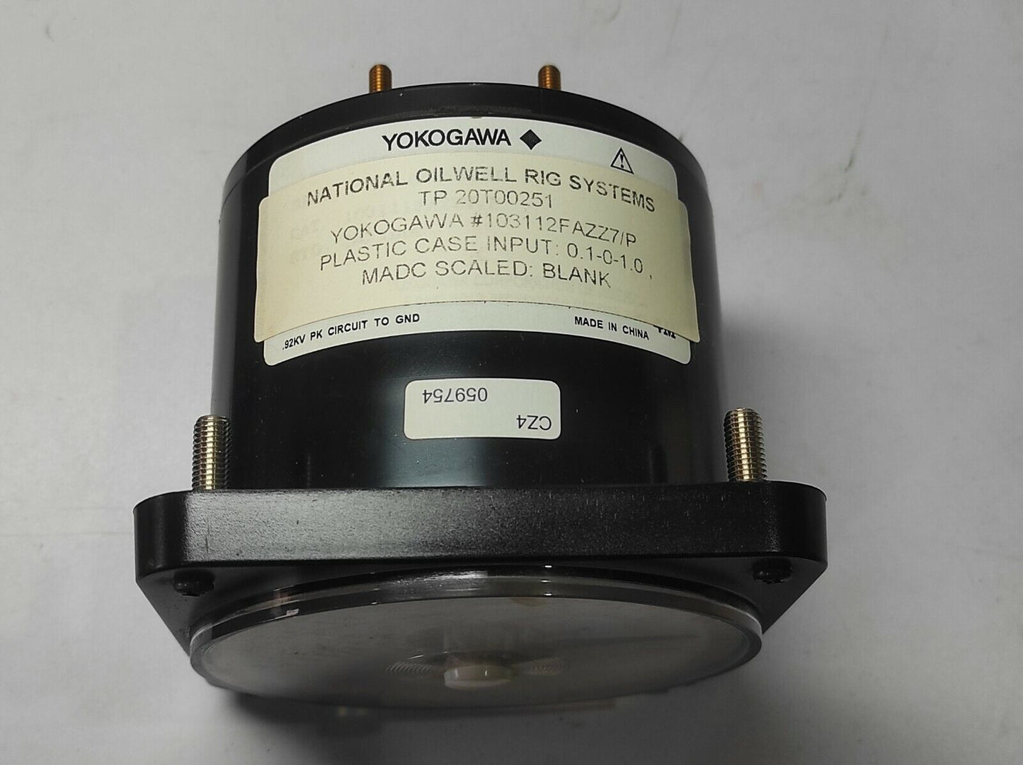 Yokogawa 103112FAZZ7/P Blank Scale 0.1-0-1.0 mADC Meter NOV TP 20T00251 Plastic