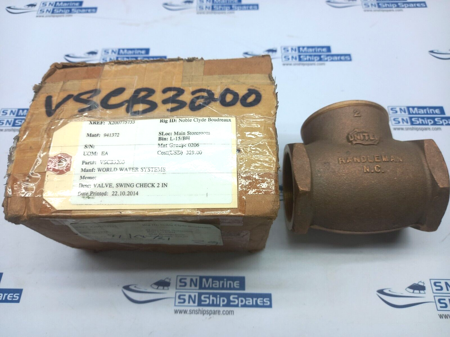 United Brass-Randleman N.C. 2IN Swing Check Valve World Water System VSCB200