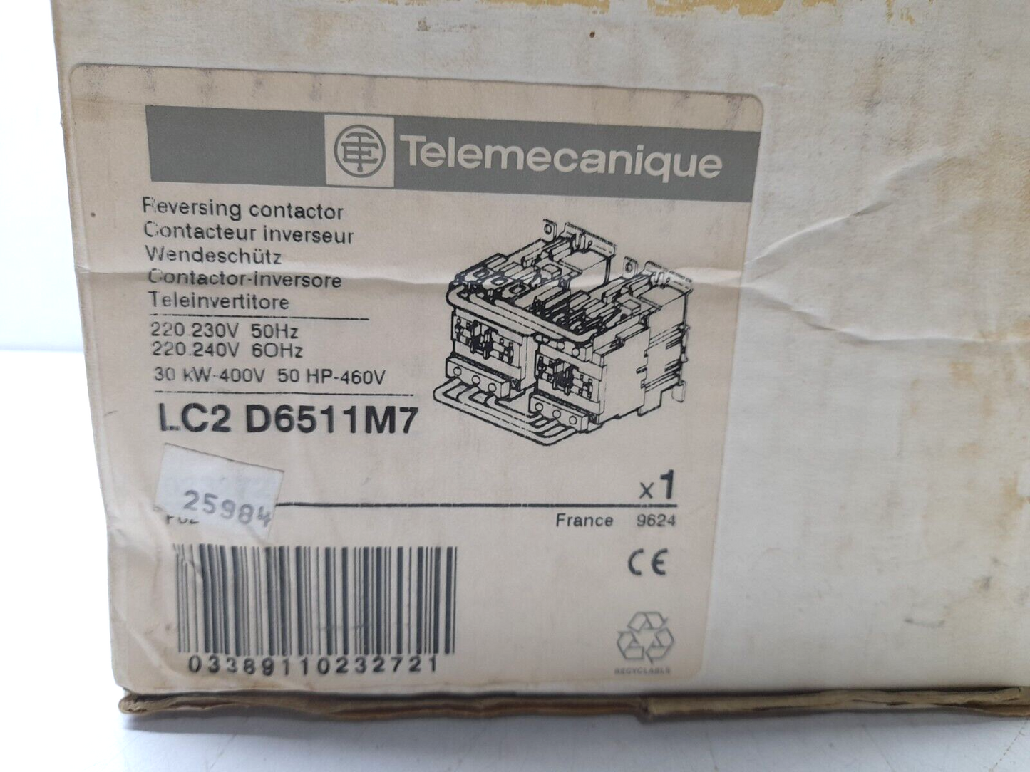Telemecanique LC2 D6511M7 Reversing Contactor 220-230V 50Hz 220-240V 60Hz LC2D65