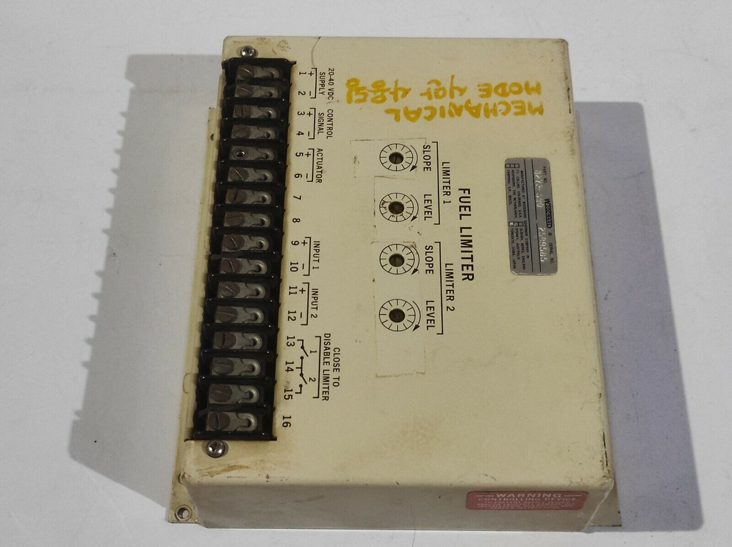 Woodward 8272-590 Fuel Limiter 3073-640 D / 8272590