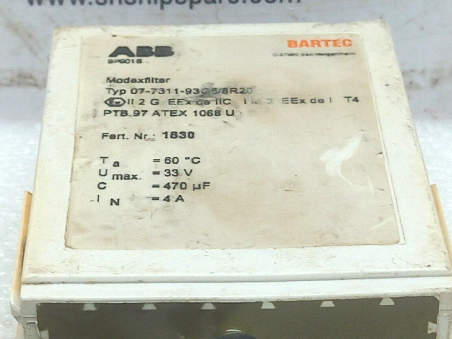 ABB Bartec BP901S 07-7311-93G5/8R20 Modex Filter