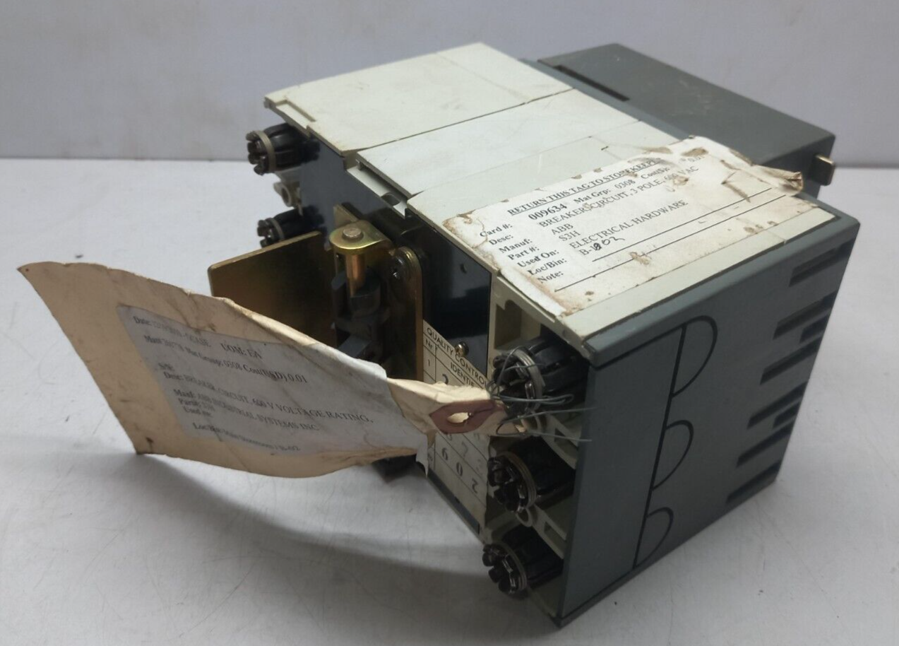 ABB SACE S3 S3H Circuit Breaker 100A 3 Pole 600VAC 600VDC