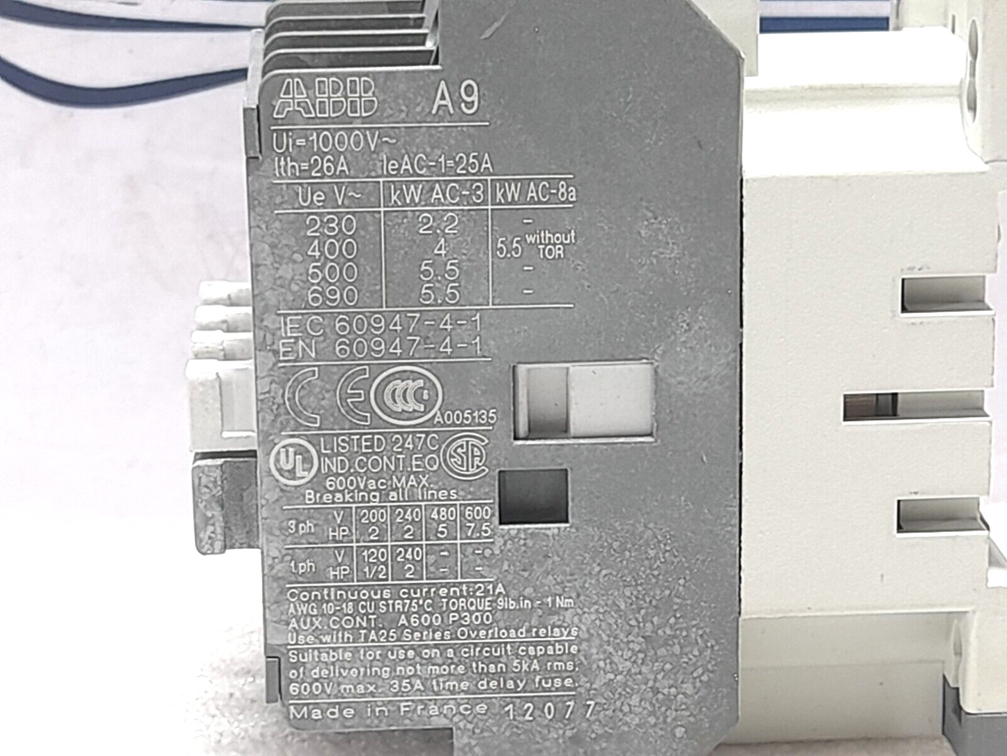 ABB A9-30-10 Contactor 480V 60Hz 400-415V 50Hz R51