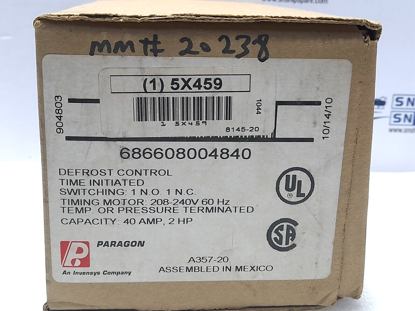Paragon 686608004840 D-Frost -O-Matic Time Control 8145-20 Defrost Control A-357