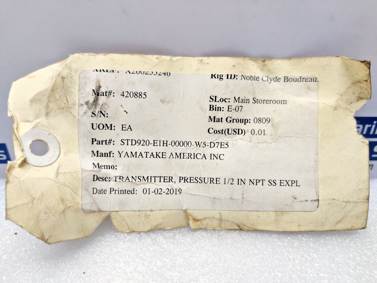 Yamatake STD920-E1H-00000-W6-D7E5 Pressure Transmitter NPT 1/2 IN