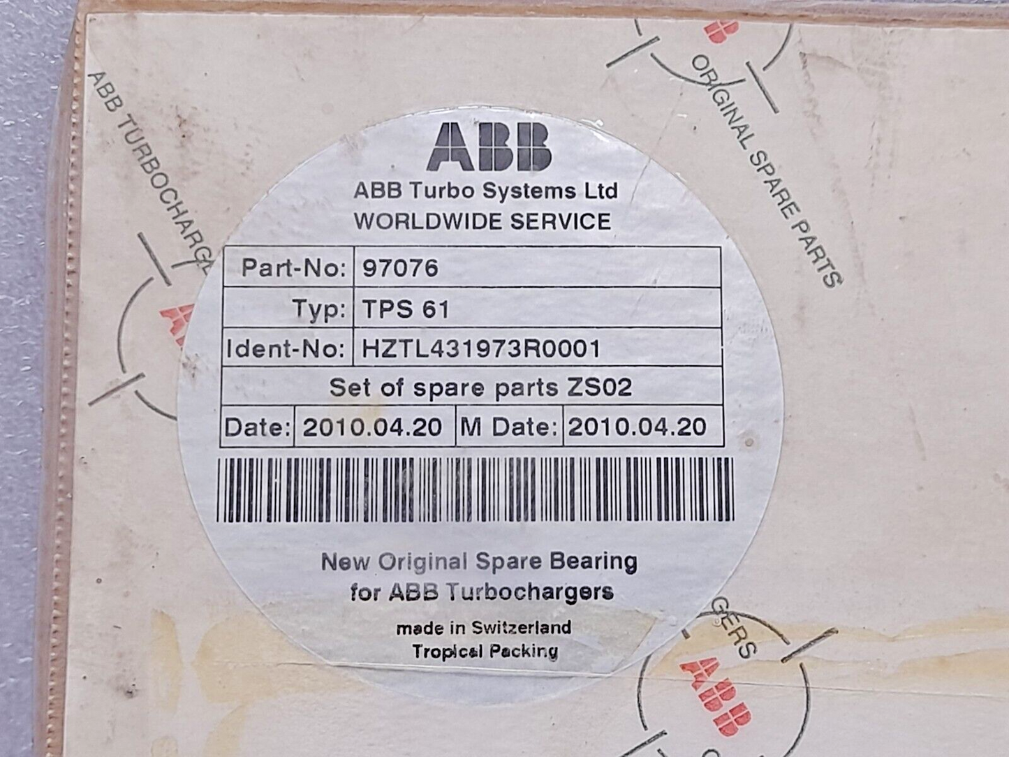 ABB 97076 Service Kit Typ: TPS61 Set Of Spare Parts ZS02