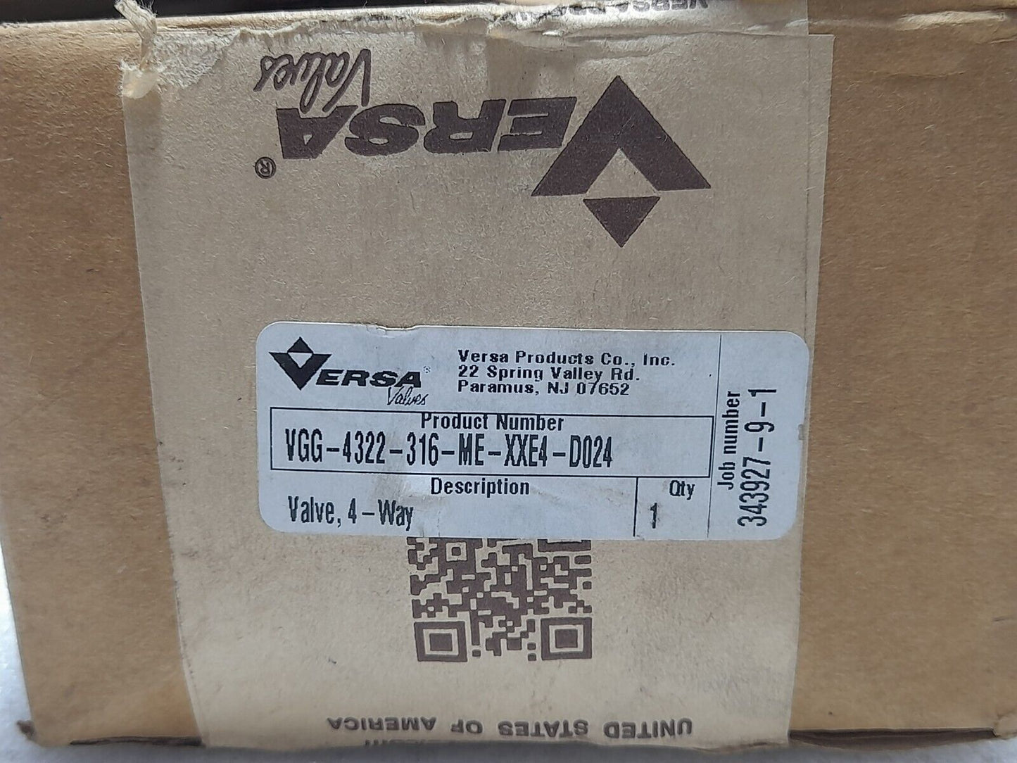 Versa VGG-4322-316-ME-XXE4-D024 4-Way Valve 24VDC 7.2W Max 175PSI Min 20PSI