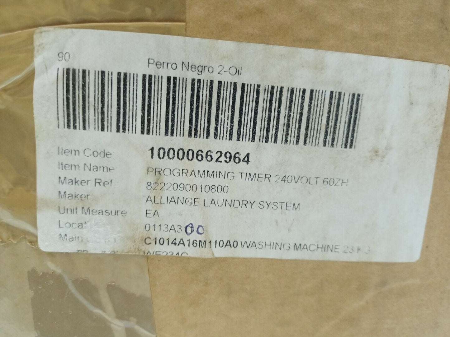Alliance Laundry System 45/00101/00 Programming Timer 240V 60Hz / 8222090010800