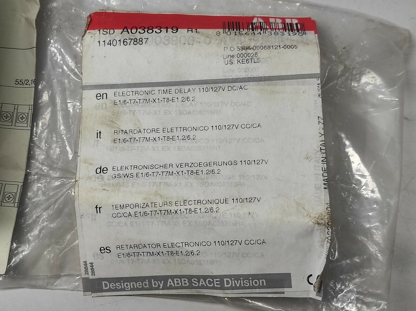 ABB 1SD A038319 R1 Electronic Time Delay 110/127V DC/AC ABB SACE YU Delay