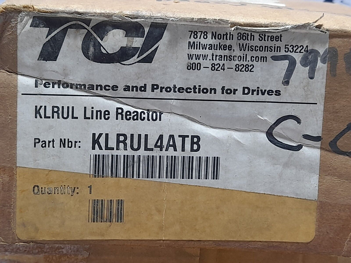 TCI Trans-Coil KLRUL Line Reactor KLRUL4ATB 3PH 50/60Hz 600V Max 4A 4ATB
