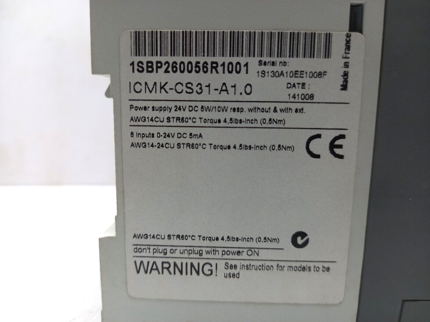 ABB 1SBP260056R1Q01 A1.0 ICMK-CS31 24VDC Remote Unit 8 Input AC31 Remote Unit